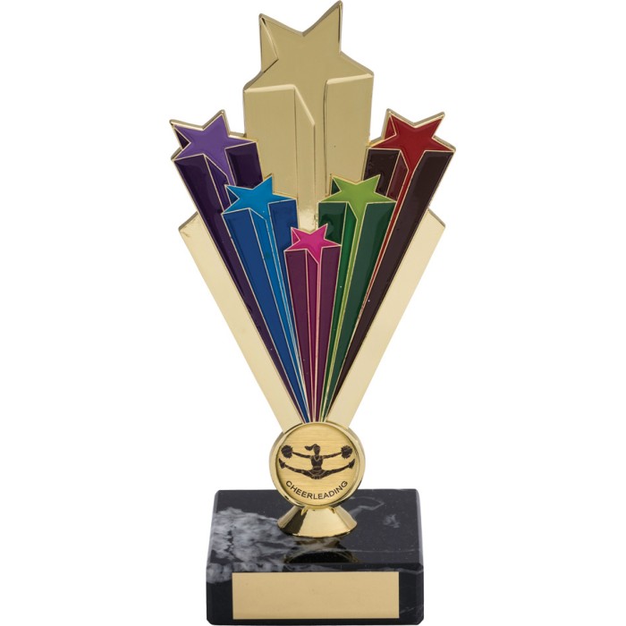 GOLD 7'' STARBURST METAL TROPHY - WITH CHOICE OF GYMNASTICS CENTRE 